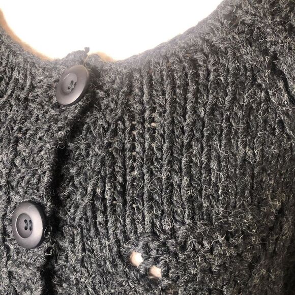 Mystree Dark Gray Open Knit Wool Blend Mixed Stitch Cropped Sweater Sz M/L - Picture 6 of 11
